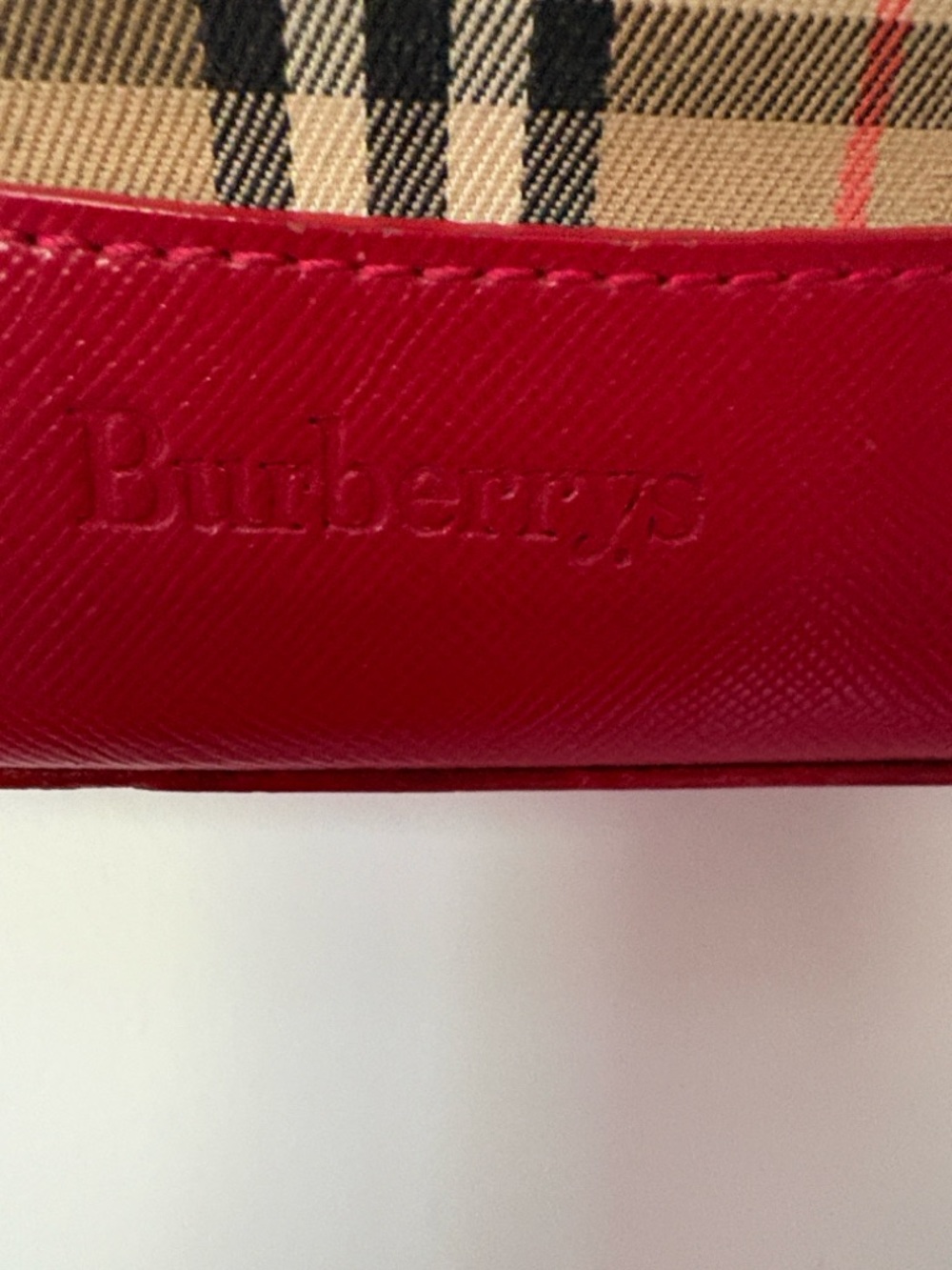 Burberry Red Nova Check Leather-Trim Vintage Check Backpack. - Picture 2 of 10